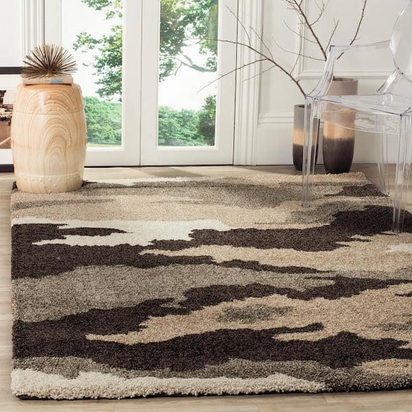 Florida Shag Beige/Multi 5 ft. x 8 ft. Floral Area Rug