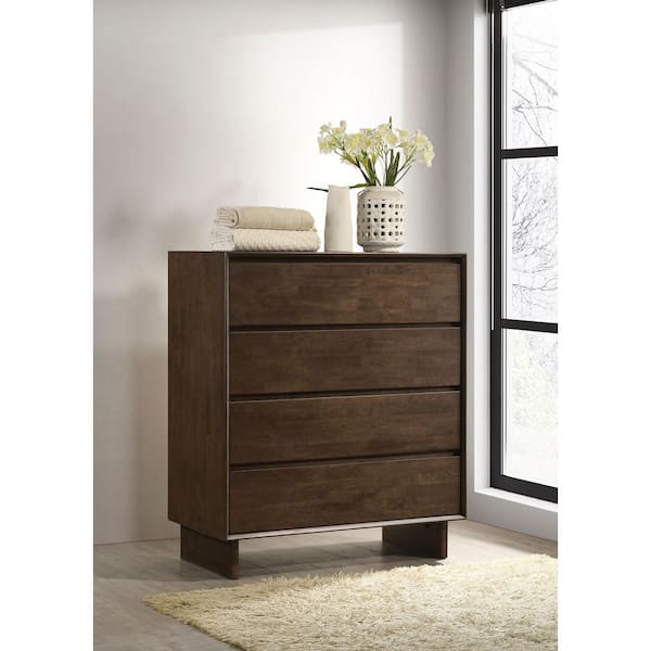 Glenwood Warm Brown 4-Drawer 40.25 in. Chest of Drawers