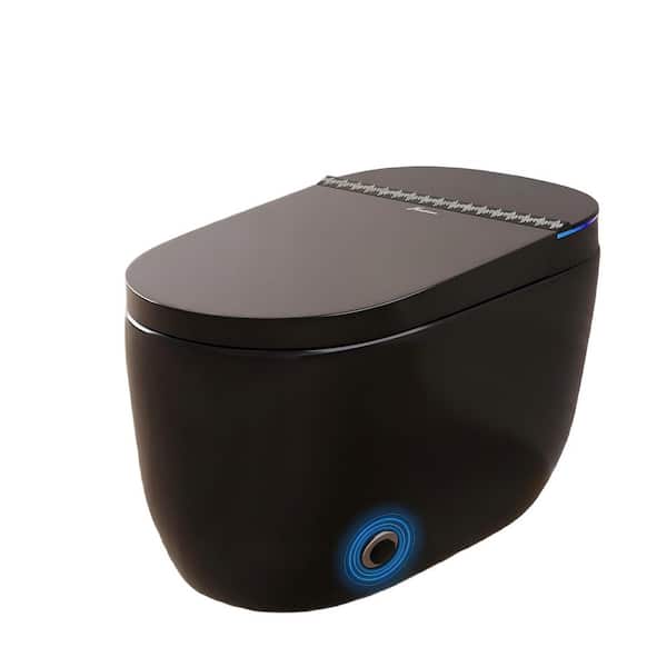 Elongated Smart Bidet Toilet in Black with Auto Flush, Auto Open/Close Lid, ADA Height Heat Seat, 1.1/1.6 Gal Per Flush