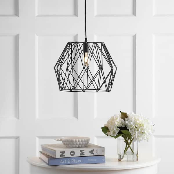 Electra 1-Light Black Cage Hanging Pendant Lighting