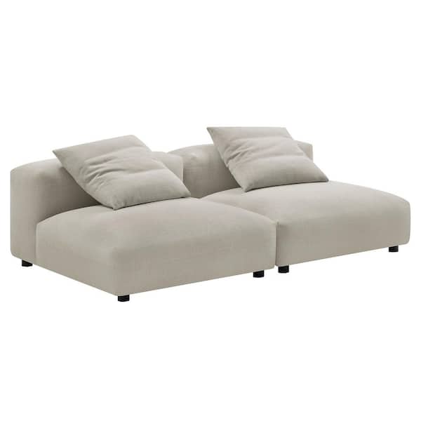 Solace 82.68 in. Armless Upholstered Fabric Modular Sectional Sofa in. Linen