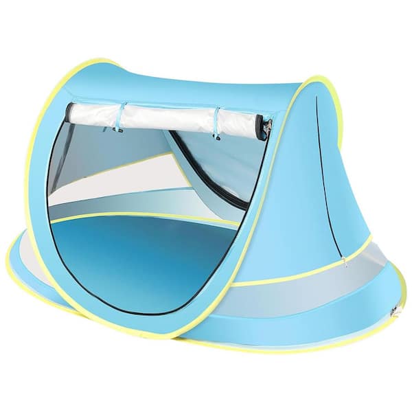4 ft. x 3 ft. Blue Pop-Up Baby Beach Tent with Sun Hat