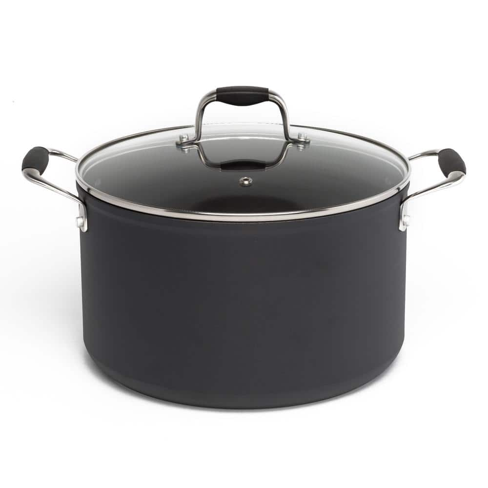 Ecolution Symphony 8 qt. Aluminum Nonstick Stock Pot in Slate with Glass Lid