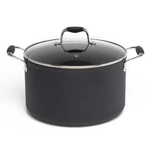 Symphony 8 qt. Aluminum Nonstick Stock Pot in Slate with Glass Lid