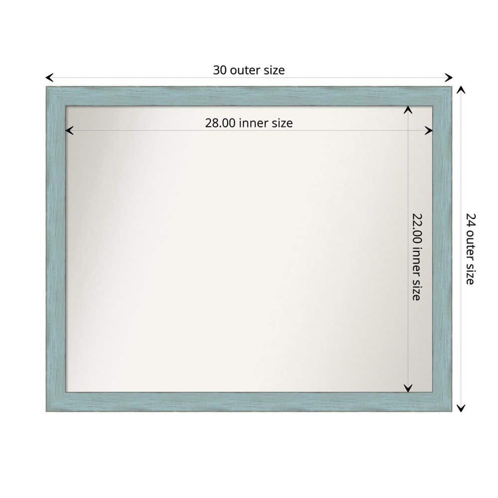 Sky Blue Rustic Wood Rectangular Bathroom Wall Mirror