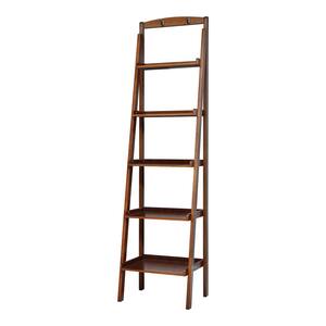 71.75 in. Cherry Wood 5-Shelf Ladder Bookcase