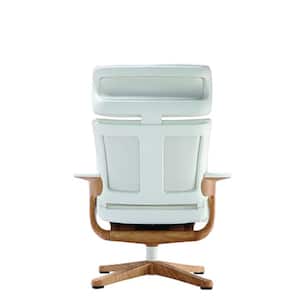 Zabrina Leather Swivel Office Chair in White with Adjustable Arms