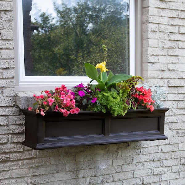 Fairfield 48 in. x 11 in. Self-Watering Espresso Polyethylene Window Box