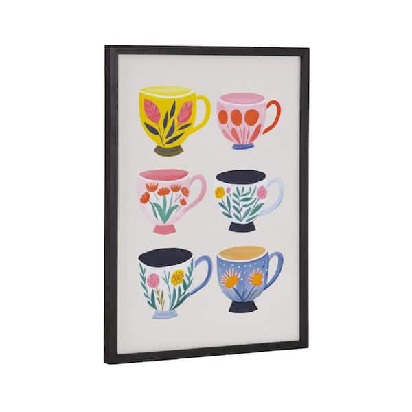 Gallery Botanical Coffee Shop Tea Cups by The Creative Bunch Studio Black Framed Art Print 12 in. x 16 in.