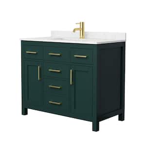 Beckett 42 in. W x 22 in. D x 35 in. H Single Sink Bathroom Vanity in Green with Carrara Cultured Marble Top