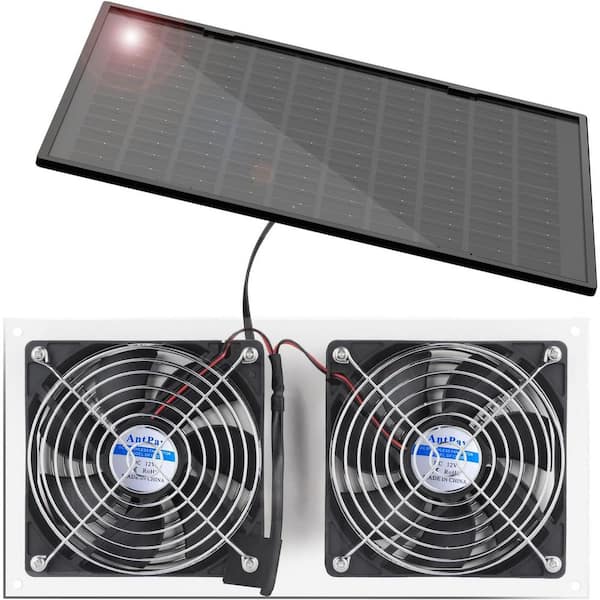 Solar Powered Dual Fan Kit IPX7 Weatherproof Ventilation for Chicken Coop Greenhouse Shed Pet House with 11Ft Cable