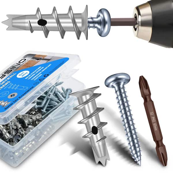 #8 x 1-1/4 in. Zinc Self Drilling Drywall Anchors (50-Pack)