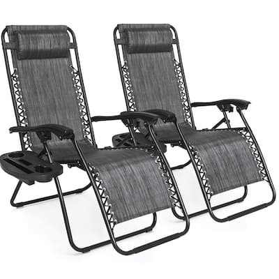 Gray Zero Gravity Metal Reclining Lawn Chair