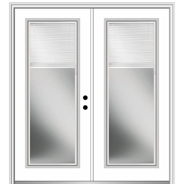 MMI Door 72 in. x 80 in. Internal Blinds Left-Hand Inswing Full Lite Clear Glass Painted Fiberglass Smooth Prehung Front Door