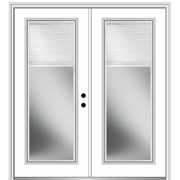 MMI Door 72 in. x 80 in. Internal Blinds Left-Hand Inswing Full Lite Clear Glass Painted Steel Prehung Front Door