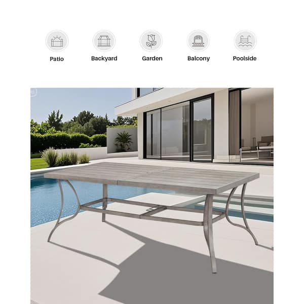 84 in. Outdoor Patio Dining Table for 8, Rectangular Aluminum