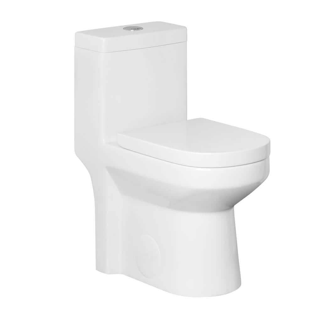 Hanikes One-Piece 1.1/1.6 GPF Dual Flush Round Toilet in White Soft ...