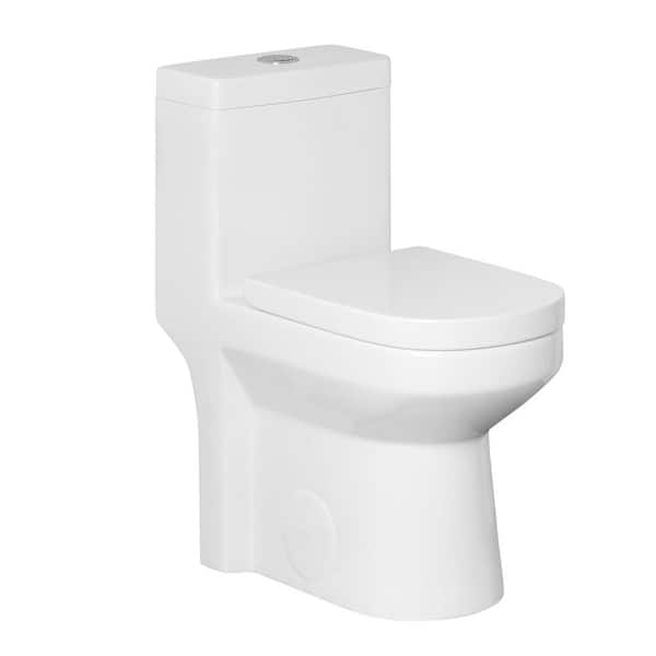 Hanikes One-piece 1.1 1.6 Gpf Dual Flush Round Toilet In White Soft 