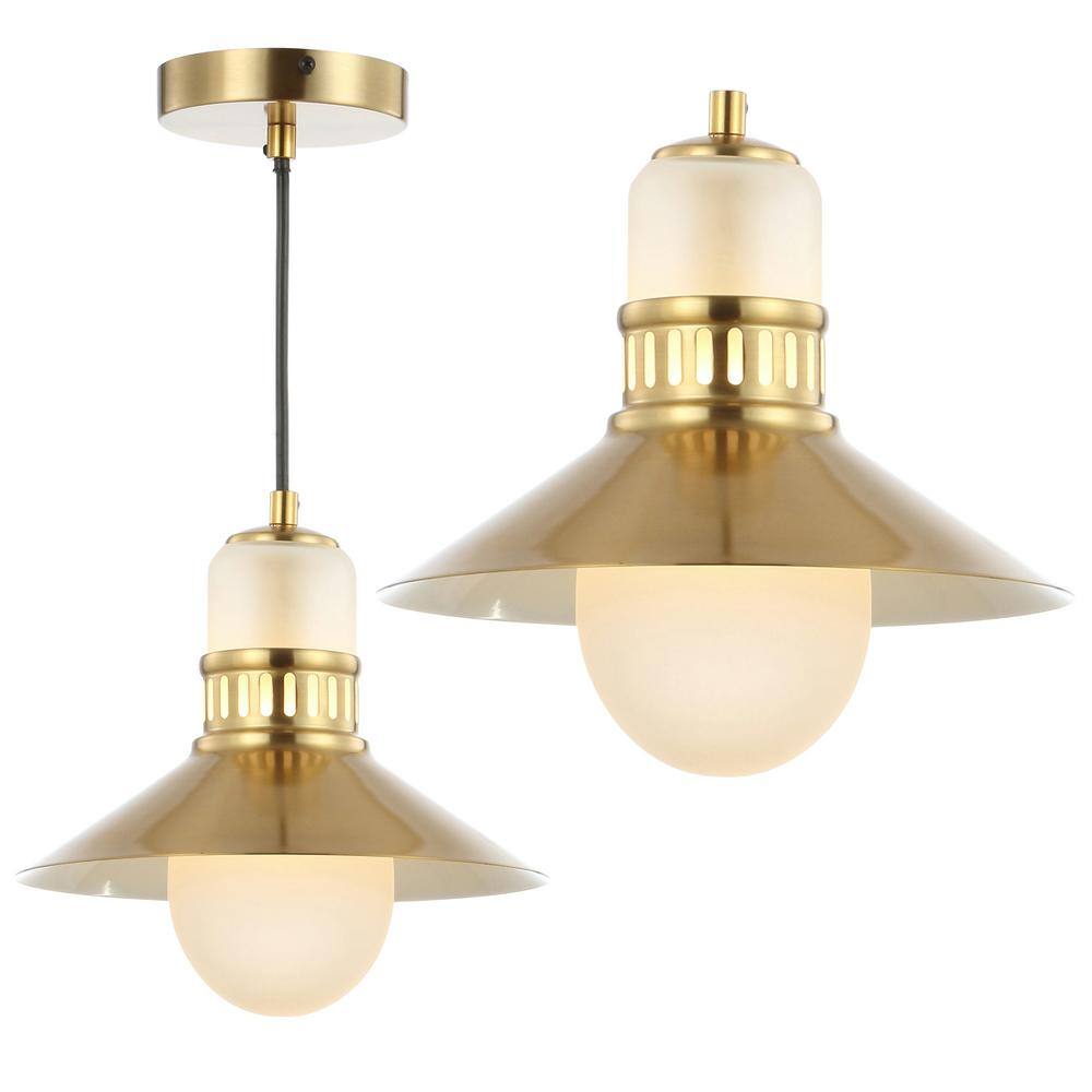 Colin 9.75" Brass Gold Adjustable LED Glass Globe Pendant