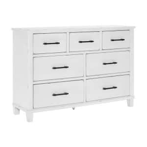 White and Black 7-Drawer 59 in. Wide Dresser Without Mirror