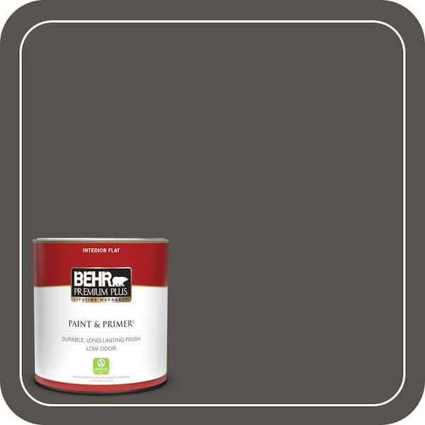 BEHR PREMIUM PLUS 1 qt. #790D-7 Black Bean Flat Low Odor Interior Paint & Primer