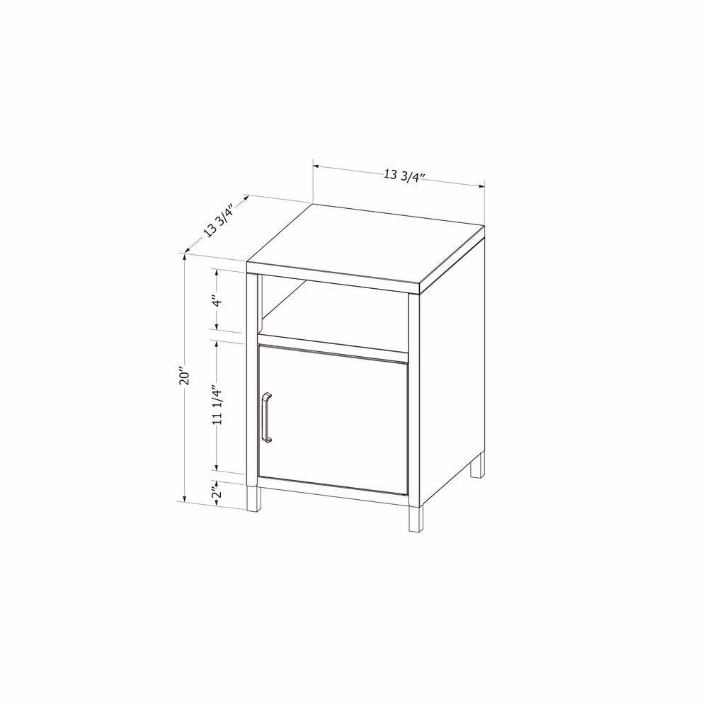 White Metal Contemporary Nightstand with Storage Compartment