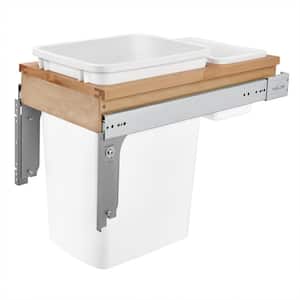 White Single Pull Out Top Mount Trash Can 35 Quart