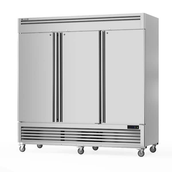 82 in. 72 cu. ft. NSF Auto/Cycle Defrost Commercial Reach in 3 Door Upright Freezer in Stainless Steel