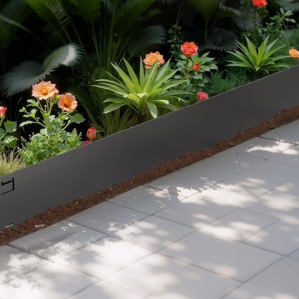 Steel Landscape Edging, 5 Packs 39 x 4 in. 0.06 in. H, 7.1 in. W, Rust-Resistant Metal, Bendable, Easy Install, black
