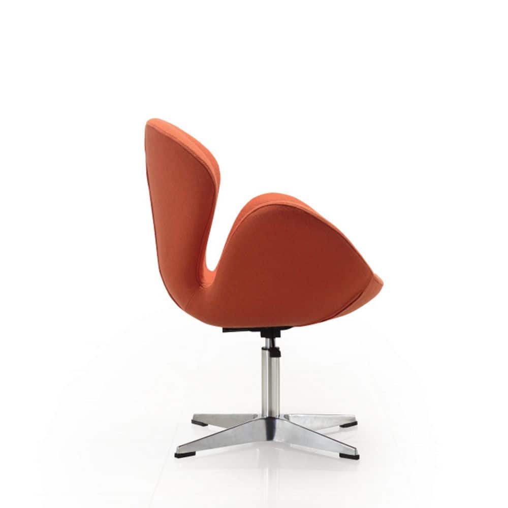 Raspberry Orange Wool Blend Swivel Accent Chair with Metal Base