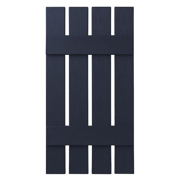 Ply Gem 16 in. x 39 in. Polypropylene 4-Board Open Board and Batten Shutters Pair in Dark Navy