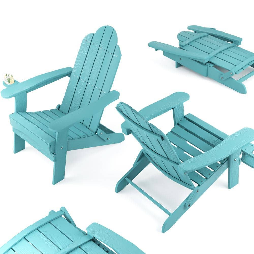 LUE BONA Lake Blue Foldable Plastic Outdoor Patio Adirondack Chair With   Plastic Adirondack Chairs Dpthd23004 37 64 1000 