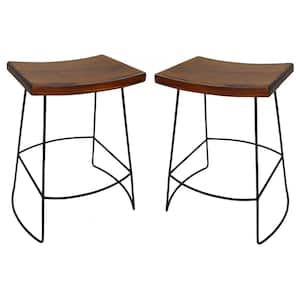 Reece 24 in. Black and Chestnut Bar Stool (Set of 2)