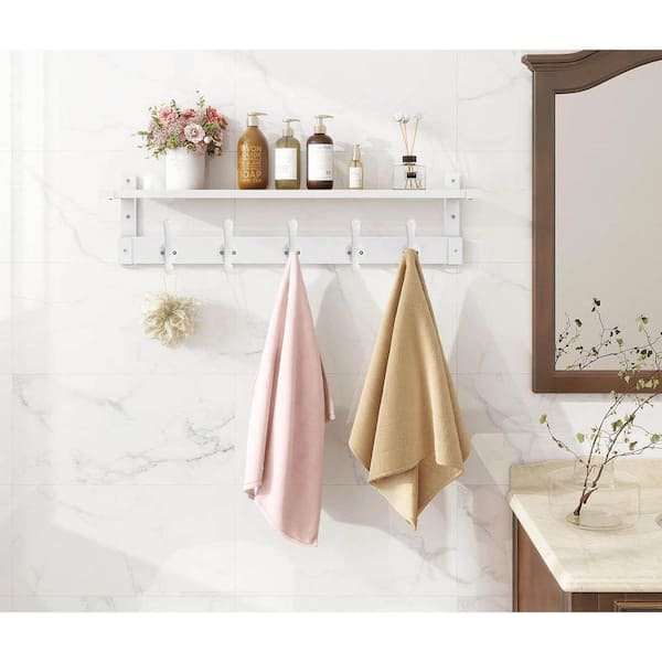 White Wall Coat Rack with Hidden Hooks TG-D6-03267 - The Home Depot
