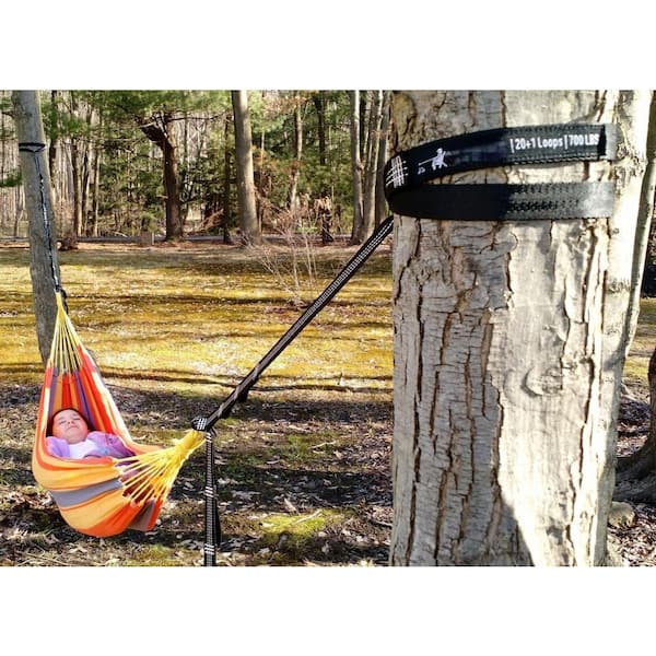 12 ft. Polyester Hammock Tree Straps with 40 Loops and 2 Carabiners, 2000 lbs. Heavy Duty No-Stretch Suspension