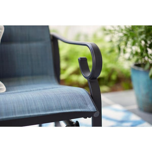 hampton bay crestridge steel padded sling outdoor patio glider