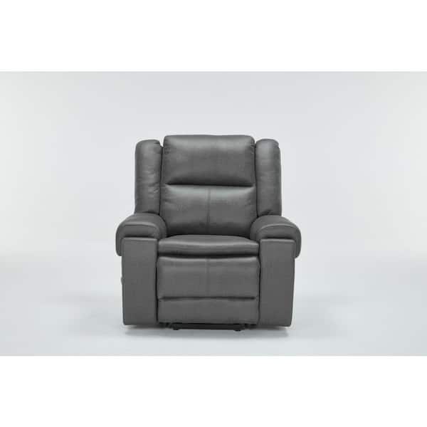 L83086A Color Gray Power Lift Chair Microsuede Recliner with Heated, 8 Point Massage, and charging port, pocket storage