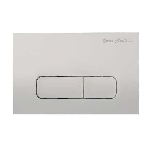 Swiss Madison Wall Mount Dual Flush Actuator Plate with Rectangle Push Buttons, Matte Chrome