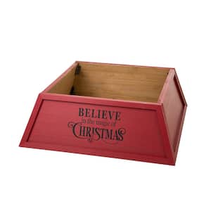 32 in. L Red Trapezoid in. Believe in the Magic in. Christmas Tree Collar (KD)