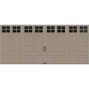 Gallery Steel Short Panel 16 ft x 7 ft Insulated 18.4 R-Value  Sandtone Garage Door with SQ22 Windows