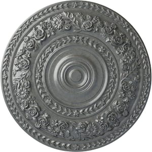 33-7/8 in. x 2-3/8 in. Rose Urethane Ceiling Medallion (Fits Canopies up to 13-1/2 in.), Platinum