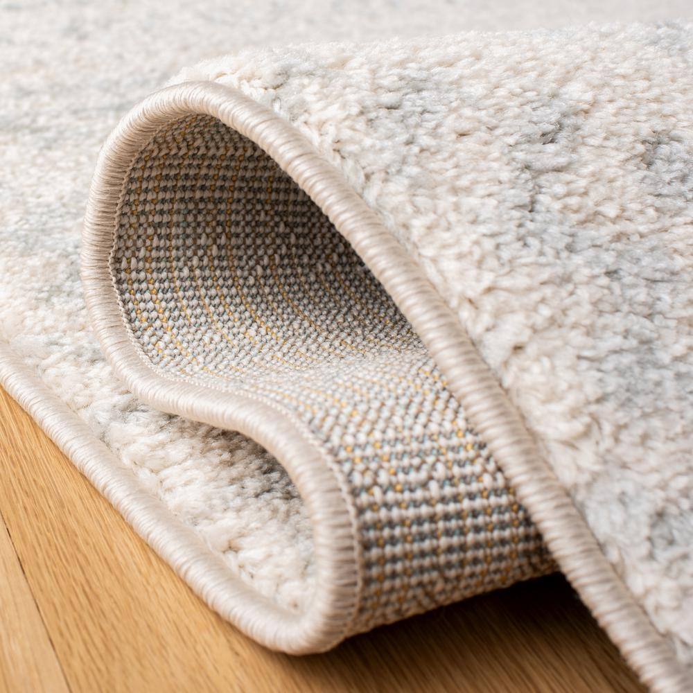 Ivory and Light Grey Geometric Square Area Rug