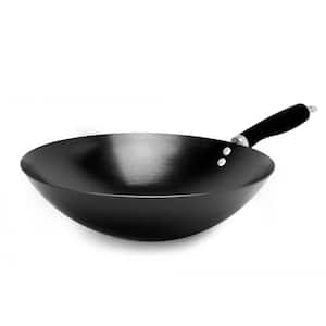 Oster Bressler 13.5 in. Nonstick Carbon Steel Wok in Black with Wooden  Handle 985120349M - The Home Depot