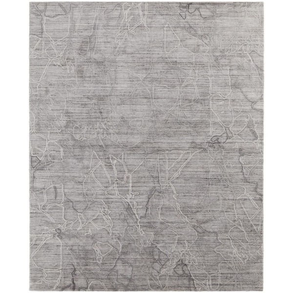HomeRoots 5 ft. x 8 ft. Gray, Ivory Abstract Area Rug