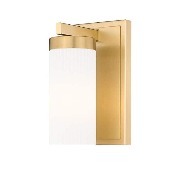 Danica 1-Light Modern Gold Wall Sconce with White Glass Shade