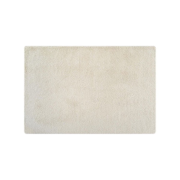 2 ft. x 3 ft. Bone Silky Solid Plus Thick Pile Non Slip Easy Clean Non Shedding Modern Door Mat Indoor Area Rug