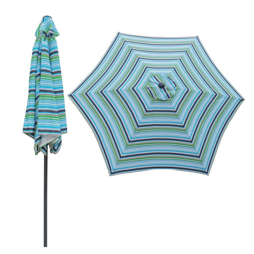 CoolSum 9 ft. Steel Push-Up Beach Umbrella in Blue Striped with Crank and Tilt, UV-Resistant price history on PriceWatchPro