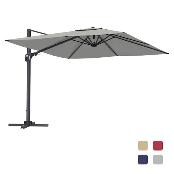 11 ft. Square Cantilever Patio Umbrella in Gray (without Umbrella Base)