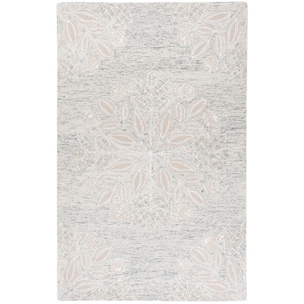 Jardin 8 ft. x 10 ft. Gray/Ivory Geometric Floral Area Rug