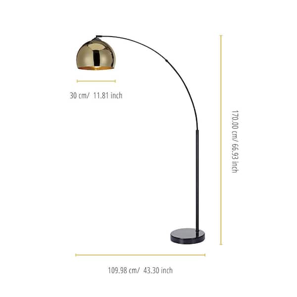 Teamson Home Arquer Arc Floor Lamp With, Curved Floor Lamp Gold